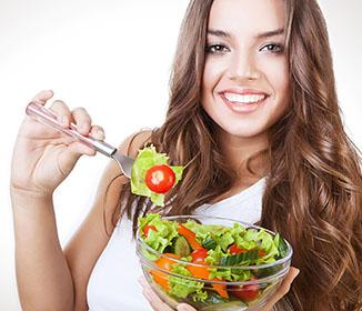 eating healthy salad